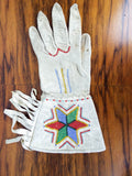 Antique Native American Star Beaded Fringe Hide Gauntlets